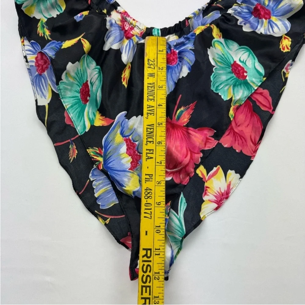 Victoria's Secret Gold Tag Dark Botanical Satin‎ Moody High Cut  Floral Brief Sm